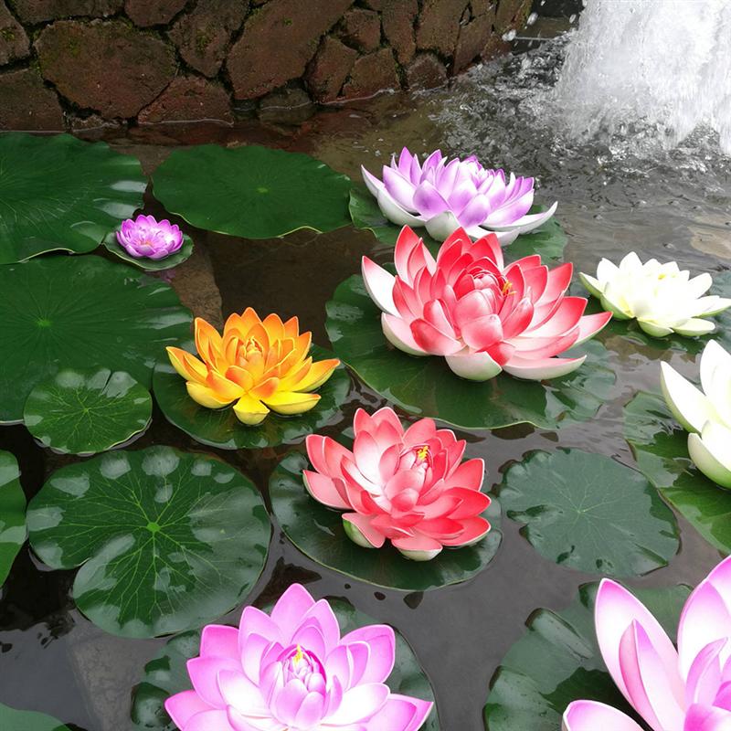 DierCosy Tools 4PCS Schwimmteich Dekor Wasser-Lilien-Lotus-Schaum-Blumen-künstliche Wasser-Lilien Floating-Verzierung für Teich Pool Aquarium Haus-Garten-Party Sonderdekoration 