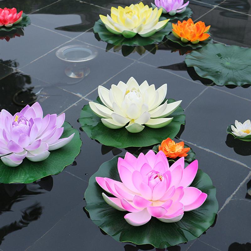 5 uds lirios de agua artificiales flor de loto-decoración de jardín de  estanque 10cm |