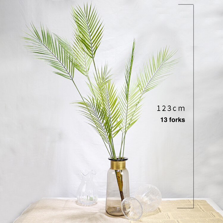 LUOEM 6 Pcs Fake Faux Artificial Tropical Palm Leaves for Home Kitchen Party Decorations Handcrafts Green 