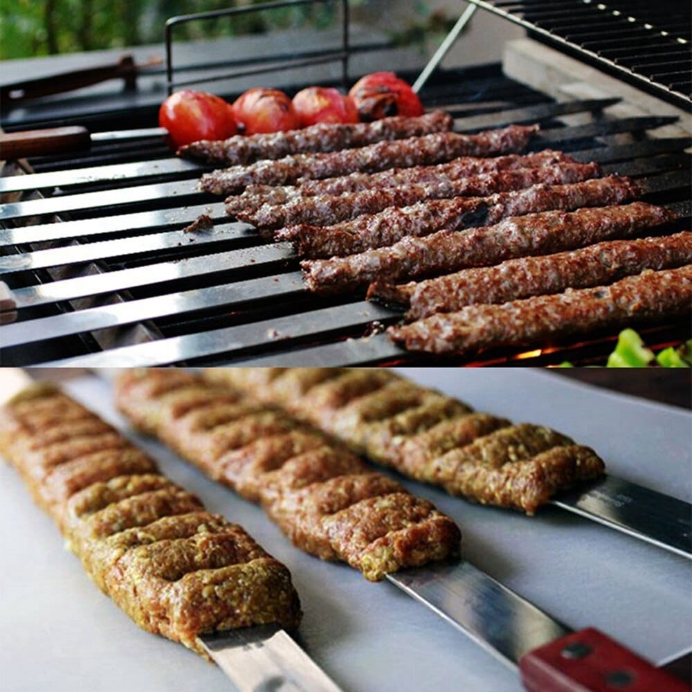 ACCIAIO Riutilizzabile BBQ spiedini di pollo/carne/pesce/KEBAB-Taglie Assortiti 