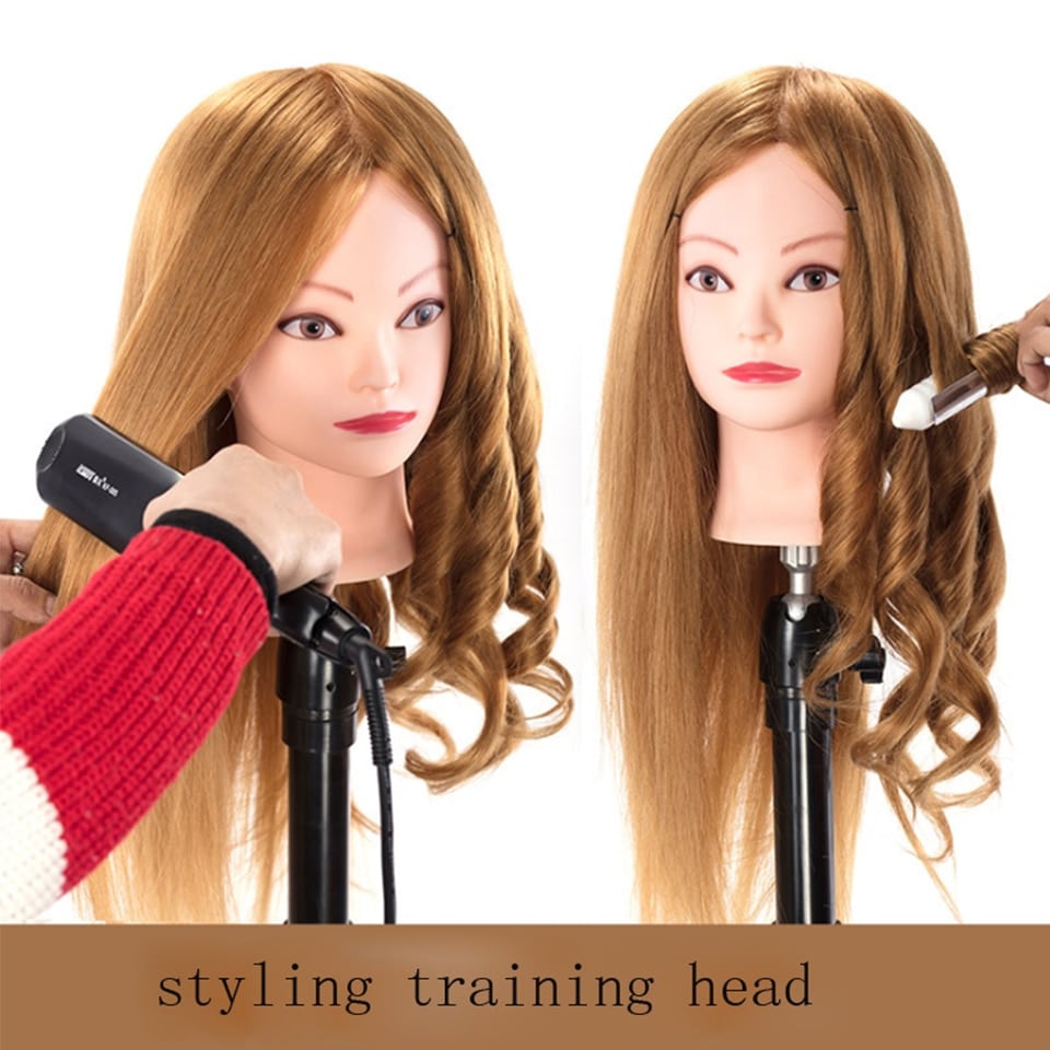 Mannequin training head with 60 cm length 85% human hair styling head doll  head for hairdressers hairstyles |