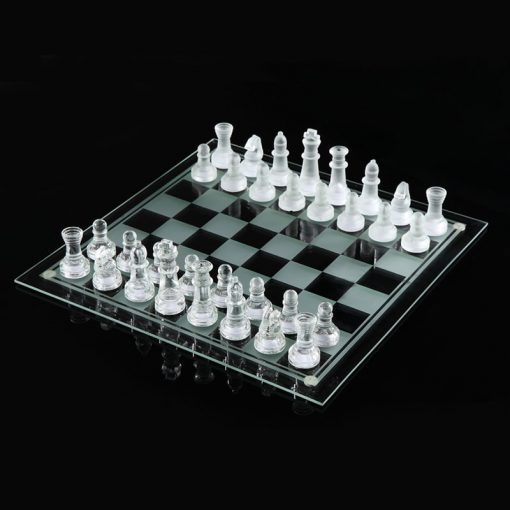 421062 cfe8a1 Schachspiel aus Glas K9 medium 25 x 25 cm - internationales Schachbrett Geschenk