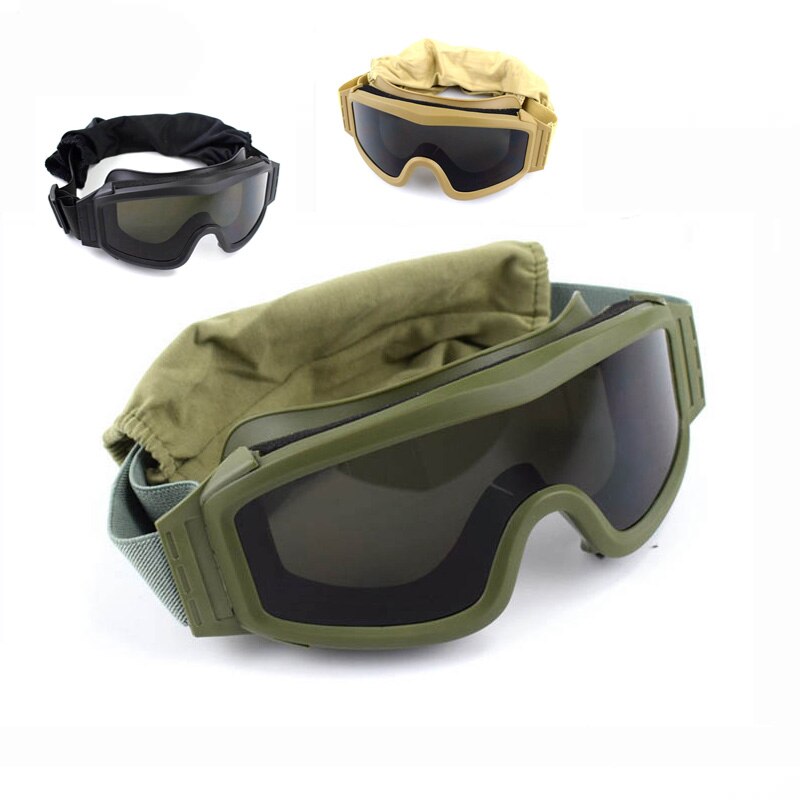 Airsoft Paintball Eye Protective Clear Goggles Glasses High Quality Tan Tactical 