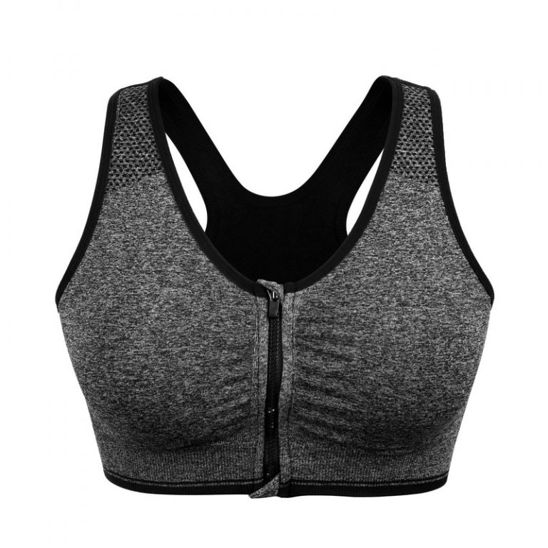 Veqking Push Up Sport Bh Mit Zipper Für Frauen Stoßfest Atmungsaktiv Fitness Gym Yoga Top