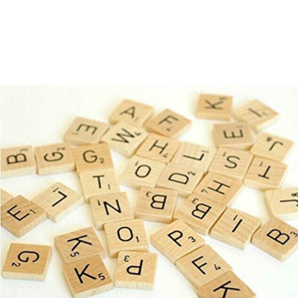 200 WOODEN SCRABBLE TILES MIX BLACK LETTERS NUMBERS FOR CRAFTS WOOD ALPHABETS UK