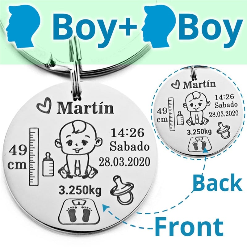 Schöne Personalisierte Baby Jungen Mädchen Schlüsselbund Name Geburt Gewicht 