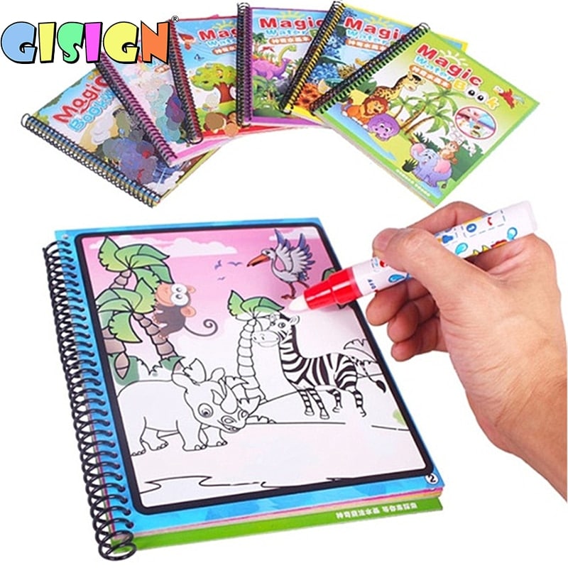 Pintura de agua reutilizar libro para colorear con pluma mágica Doodle Niños Juguetes Educativos 