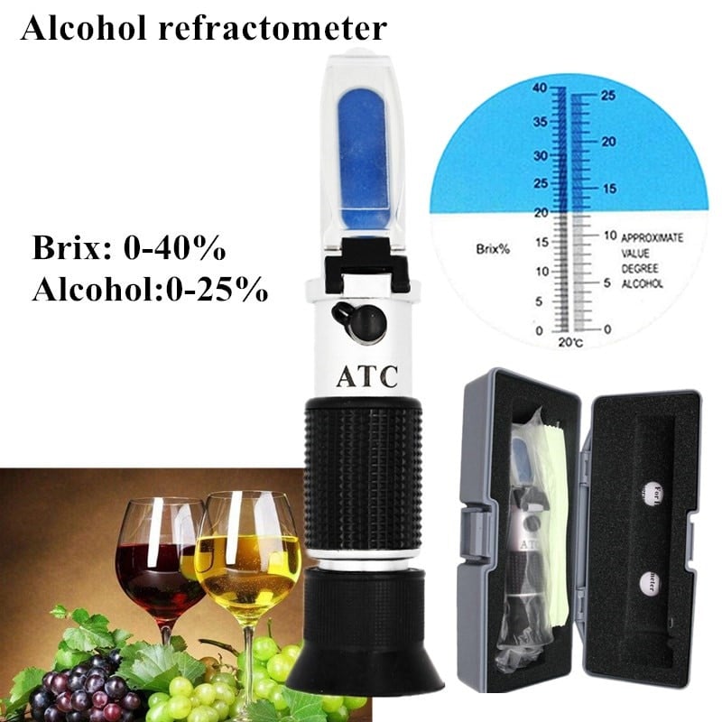 Brix 0-25% Rifrattometro per contenuto di vino birra alcool zuccheri alcol 0-40% 
