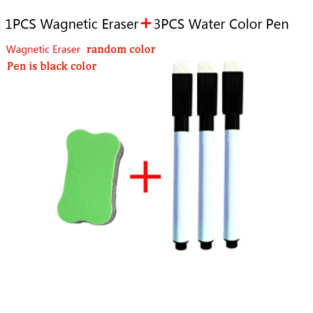 1 eraser and 3 pens
